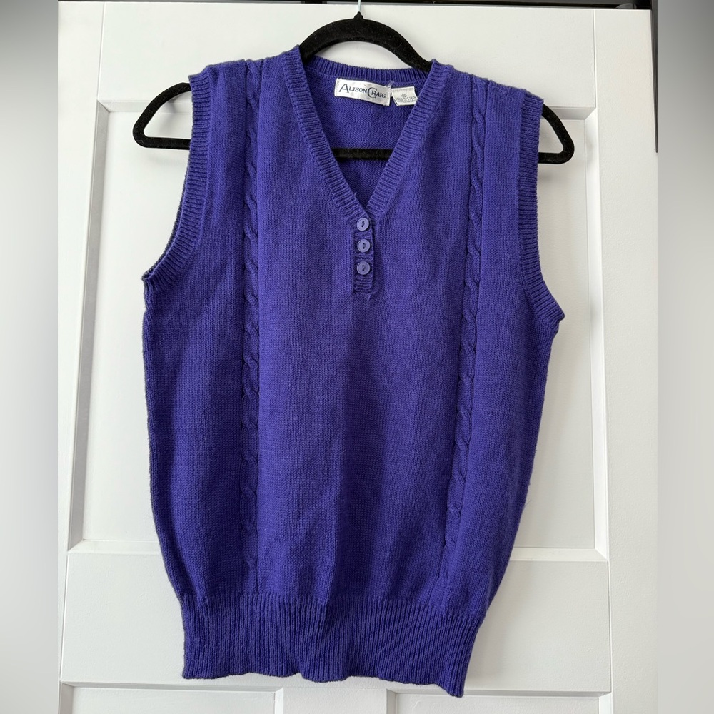 Vintage Alison Craig Purple Sweater Vest Ladies Size Small